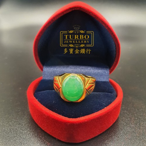TURBO [A玉] 八角面蛋玉黄金戒指 916 Octagonal face egg jade Gold Ring 3