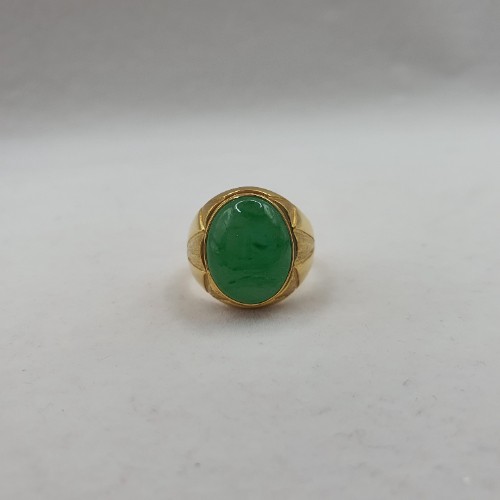 TURBO [A玉] V字蛋玉黄金戒指 916 V Egg Jade Gold Ring